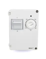 DEVIreg 610 IP 44, duvara veya boru yüzeyine monte edilebilir,-10+50 C sensörlü termostat