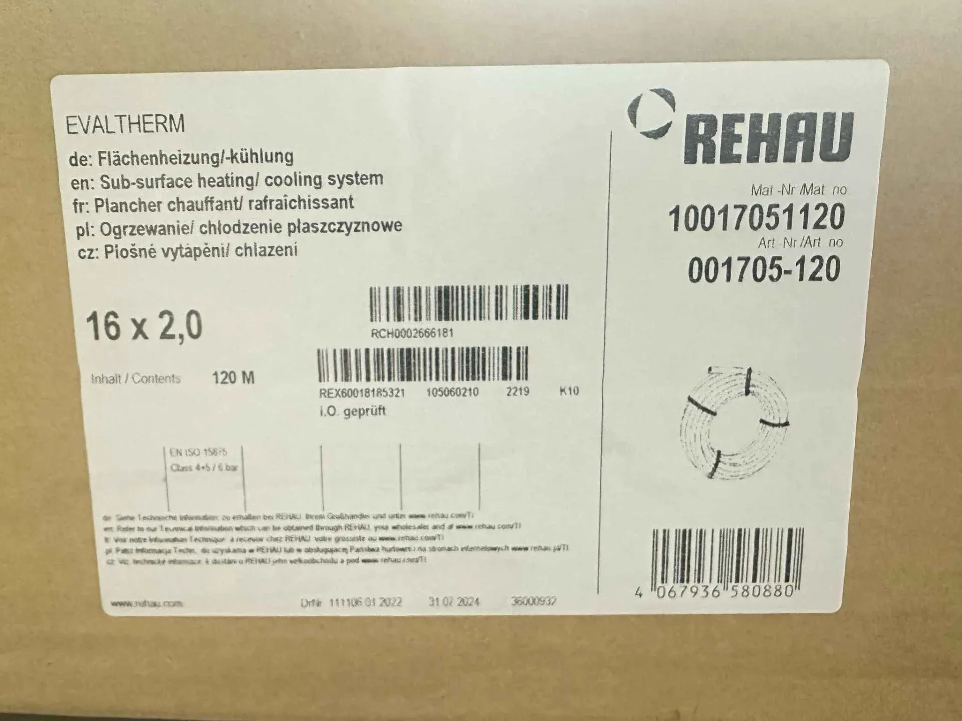 Rehau Evaltherm Yerden Isıtma Borusu 16x2 PE-Xa 240 Metre Kangal